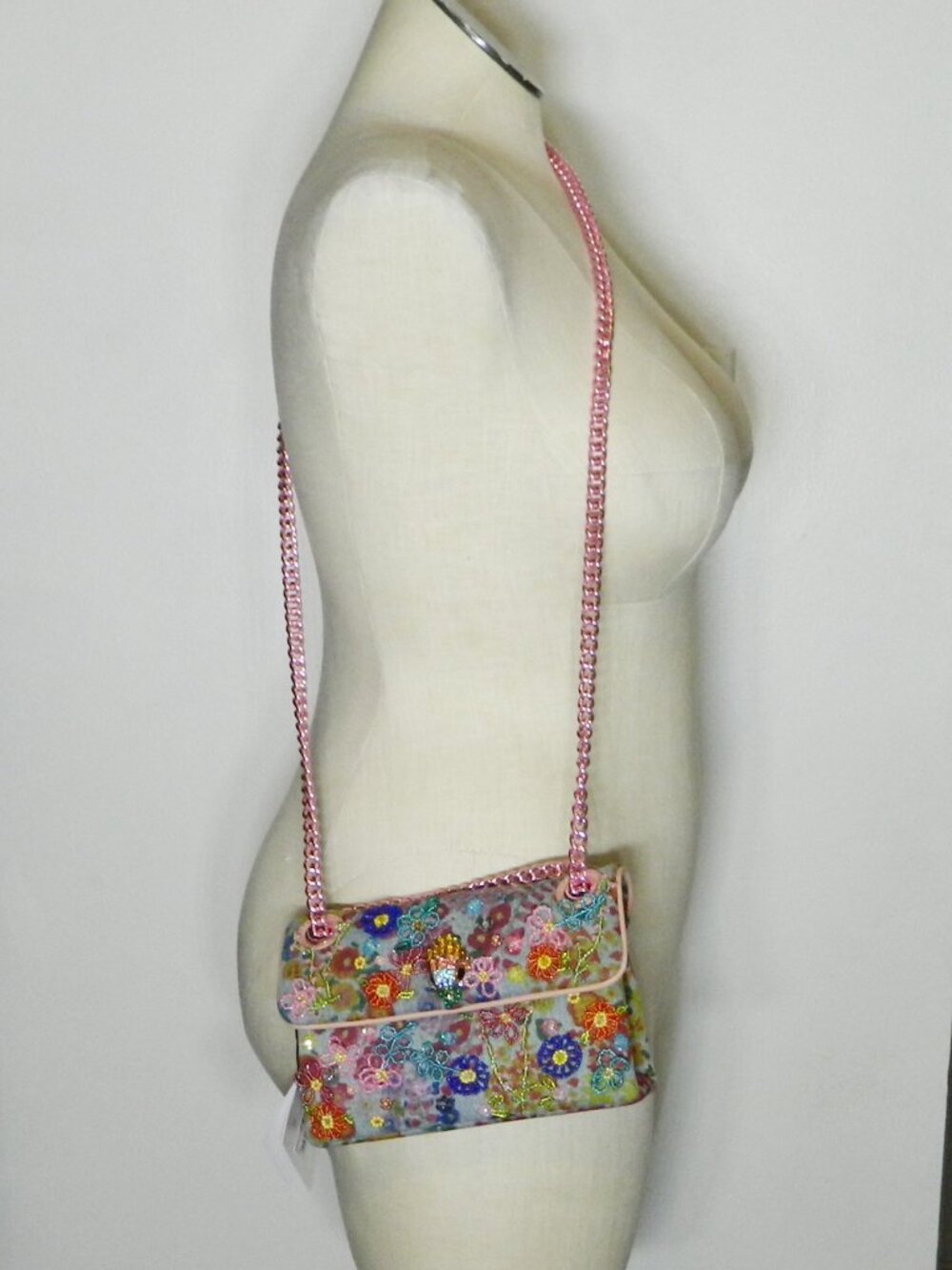 Kurt Geiger $298 Mini Kensington Flower Denim NWT!